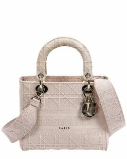 Christian Dior Dior Rosewood Cannage Canvas Medium Lady D-Lite NM (Authentic Pre-Owned) Women Shoulder Bags