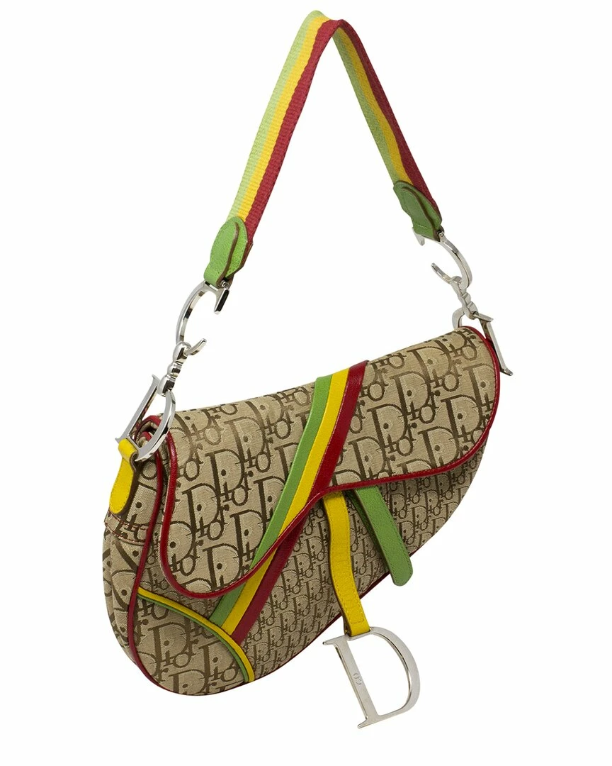 Christian Dior Dior Limited Edition Beige Canvas By John Galliano Runway Saddle Bag (Authentic Pre-Owned) Women Shoulder Bags