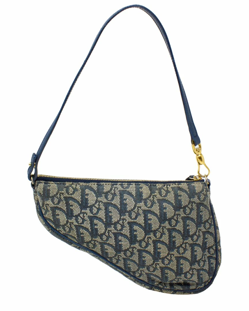 Christian Dior Dior Navy Diorissimo Canvas Saddle Bag (Authentic Pre-Owned) Women Shoulder Bags - Image 2