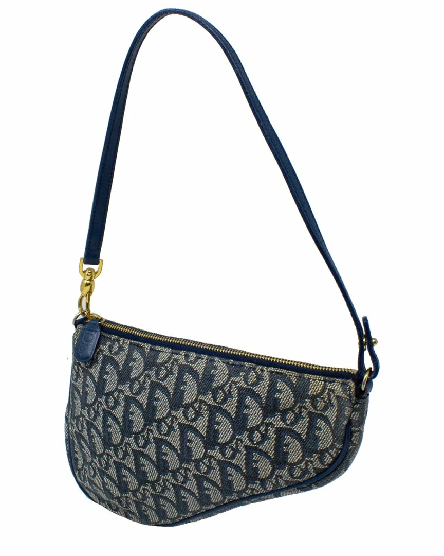 Christian Dior Dior Navy Diorissimo Canvas Saddle Bag (Authentic Pre-Owned) Women Shoulder Bags - Image 4