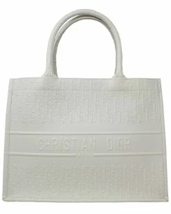 Christian Dior Dior White Diorissimo Leather Book Tote (Authentic Pre-Owned) Women Totes